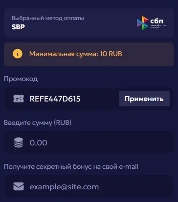 поле ввода промокода